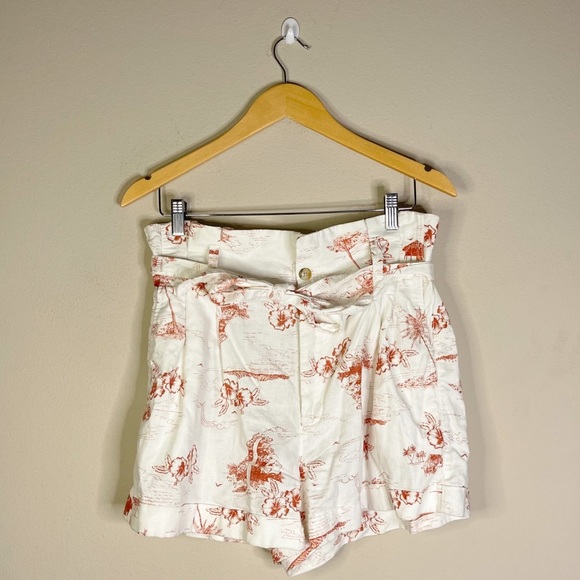 Madewell | Linen Cotton Blend Paradise Paper Bag Shorts Sz: 8 - Picture 1 of 6